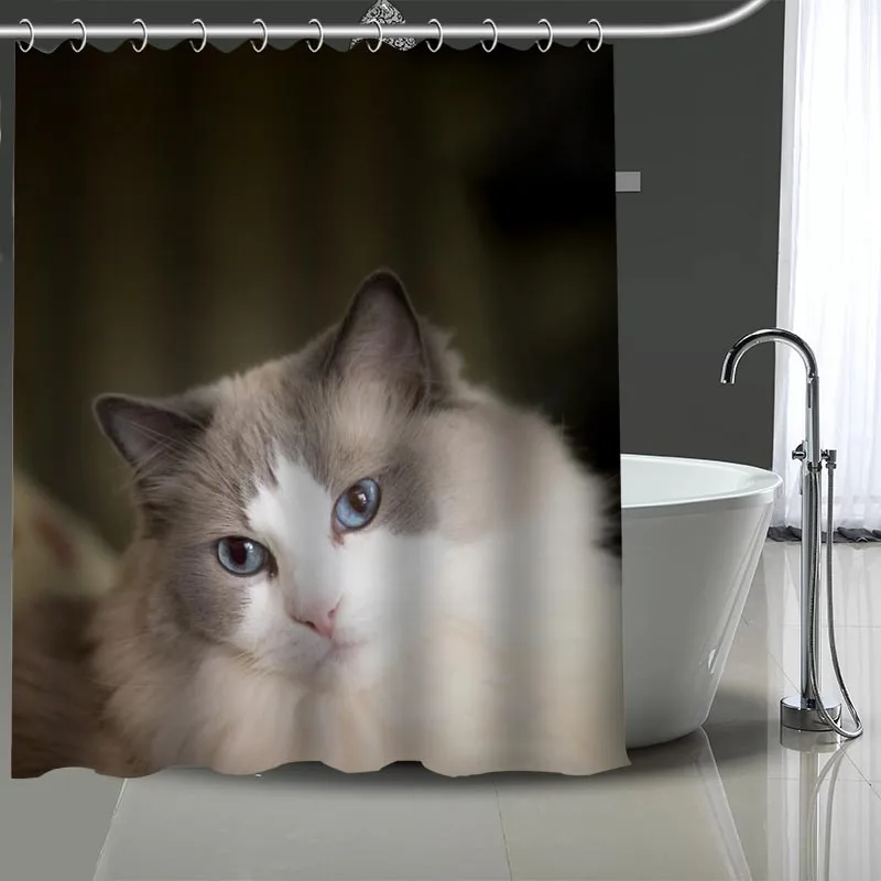 

Custom High Quality Ragdoll Cat Shower Curtains Bath Products Bathroom Decor Waterproof Polyester With 12 Pcs Hooks