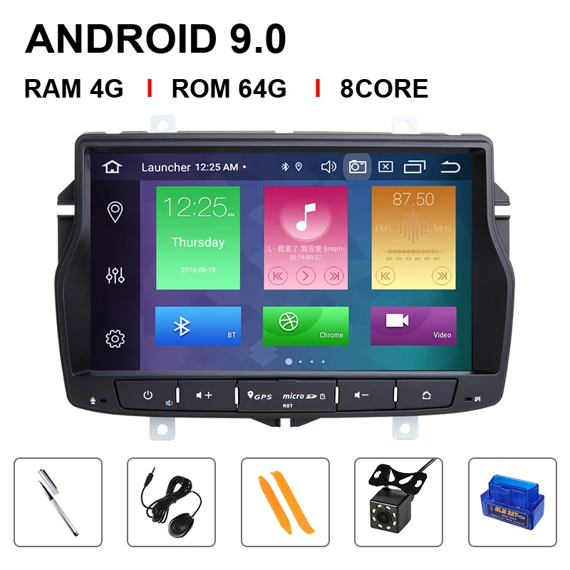 Ips DSP 4G 64G2 Din Android 9,0 gps Автомагнитола для Лада Веста- стерео навигация Мультимедиа Аудио головное устройство NOdvd плеер - Цвет: 8 Core 64ROM OBD Cam