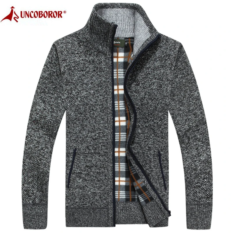 Мужской кашемировый свитер на молнии теплый кардиган из искусственного меха и