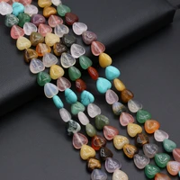 hot selling natural stone heart shaped semi precious stones mixed color beaded 20pcspiece diy jewelry accessories 10x10x5mm