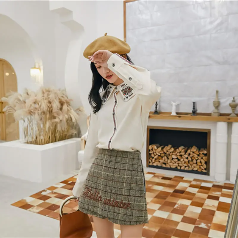 

XITAO French Fashion 2019 Spring Women Turn-down Collar Full Sleeve Loose Shirt Female Patchwork Button Casual Blouse WBB2516