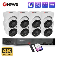 hfwvision 4k 8ch security camera system 8mp hd recorder video surveillance set indoor nvr kit poe ip cameras cctv