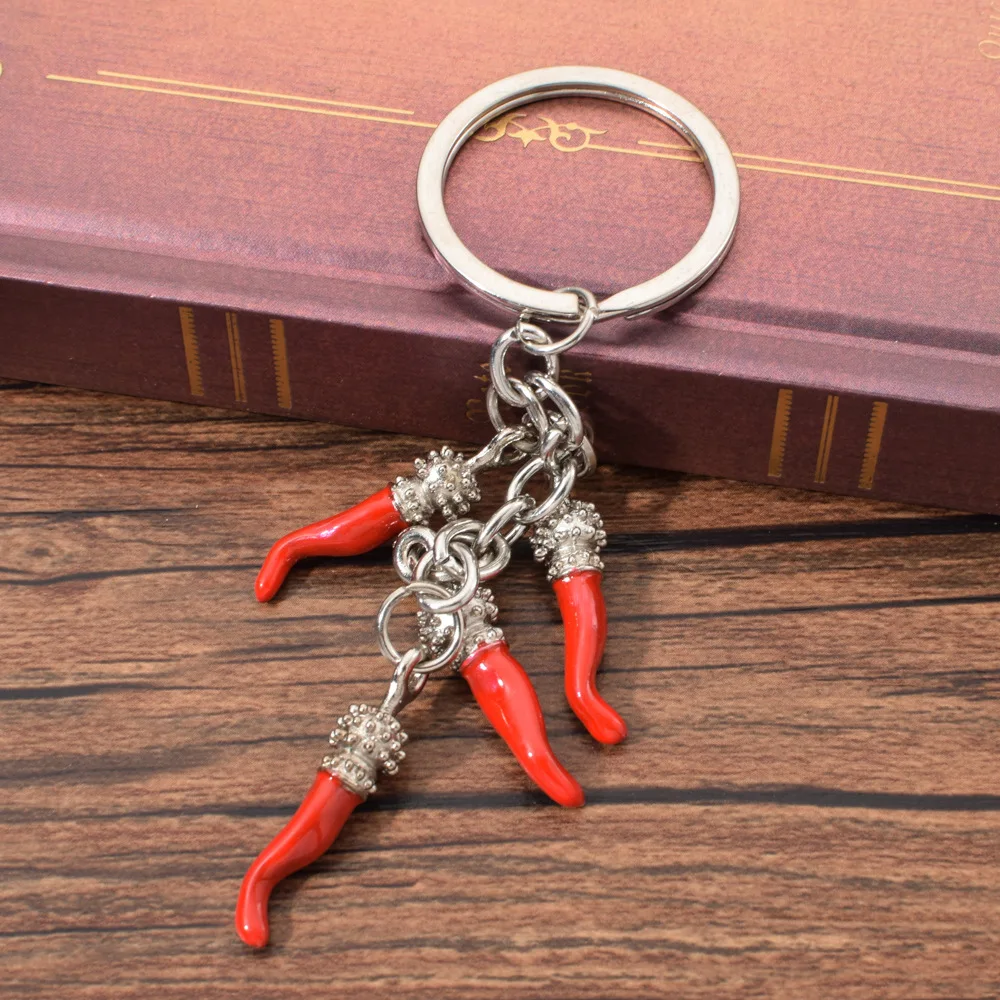 

3D red pepper keychain key ring cute key chain for women key holder creative portachiavi chaveiro llaveros bag charm