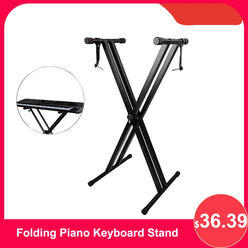 

Универсальное складное пианино клавиатура подставка кронштейн двойной X-Стиль тяжелых металлов Материал с не скользящей резиновой крышки