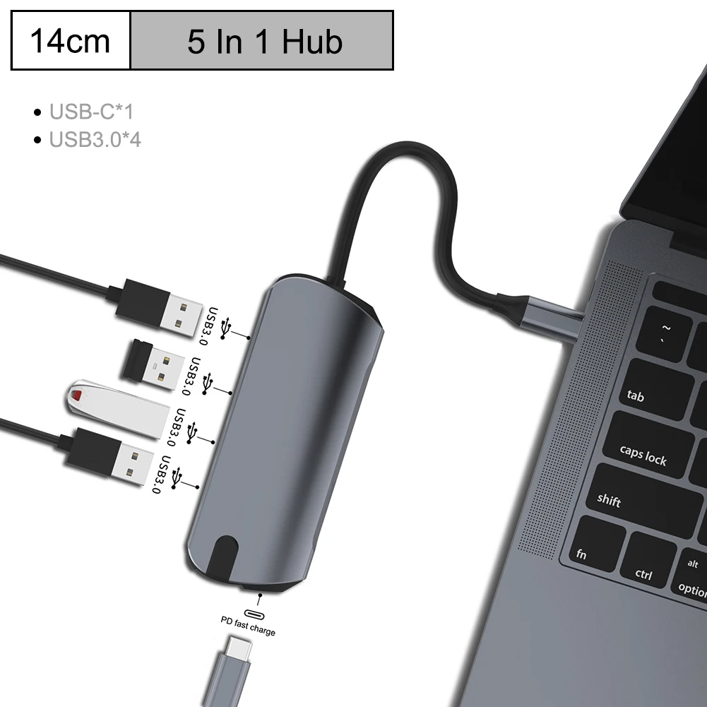 Type c концентратор для мульти-Хаба USB 3,0 HDMI 4 K/SD/TF кард-ридер/PD зарядка аудио/RJ45 адаптер для MacBook Pro type c usb-хаб