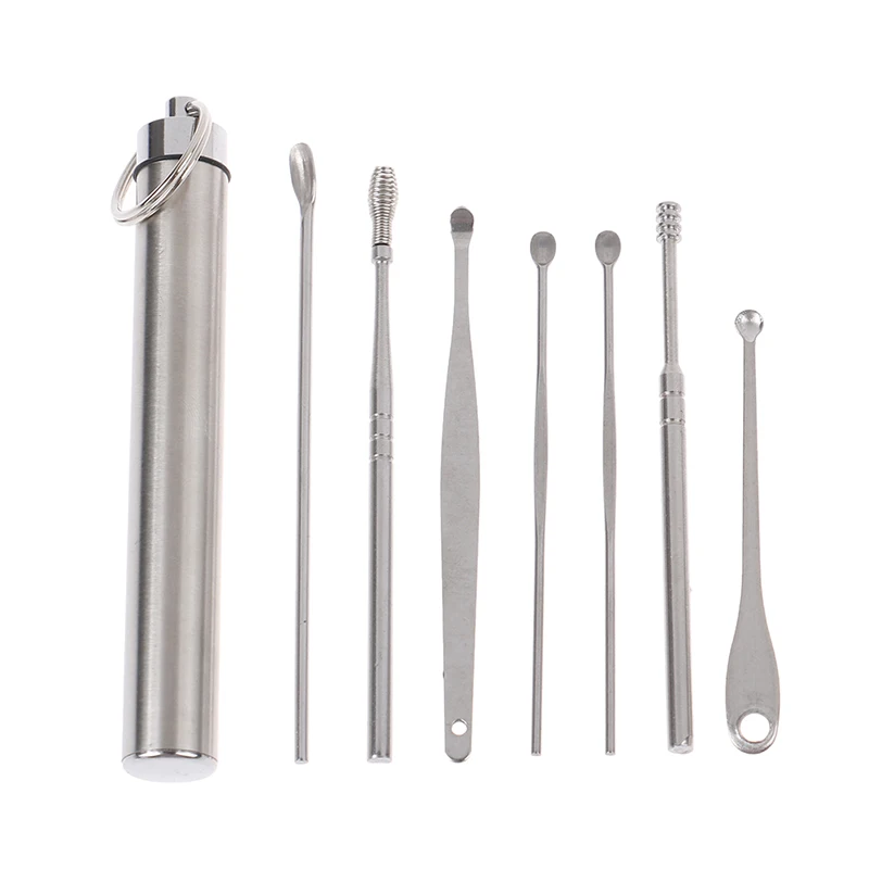 

Спиральная ухочистка из нержавеющей стали, 7 шт., ложка для удаления ушного воска, многофункциональные портативные ухочистка