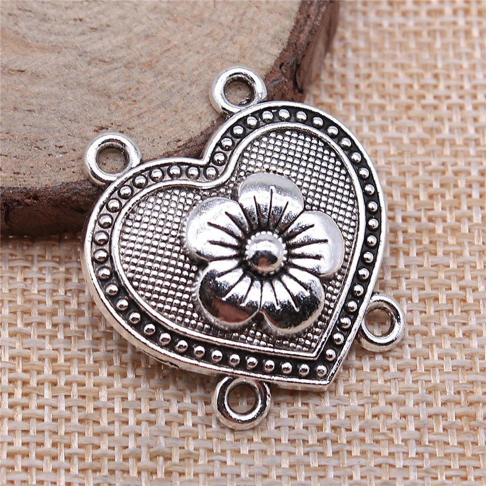

16pcs 31x32mm antique silver 4-hole body chain connector charms diy retro jewelry fit Earring keychain hair card pendant