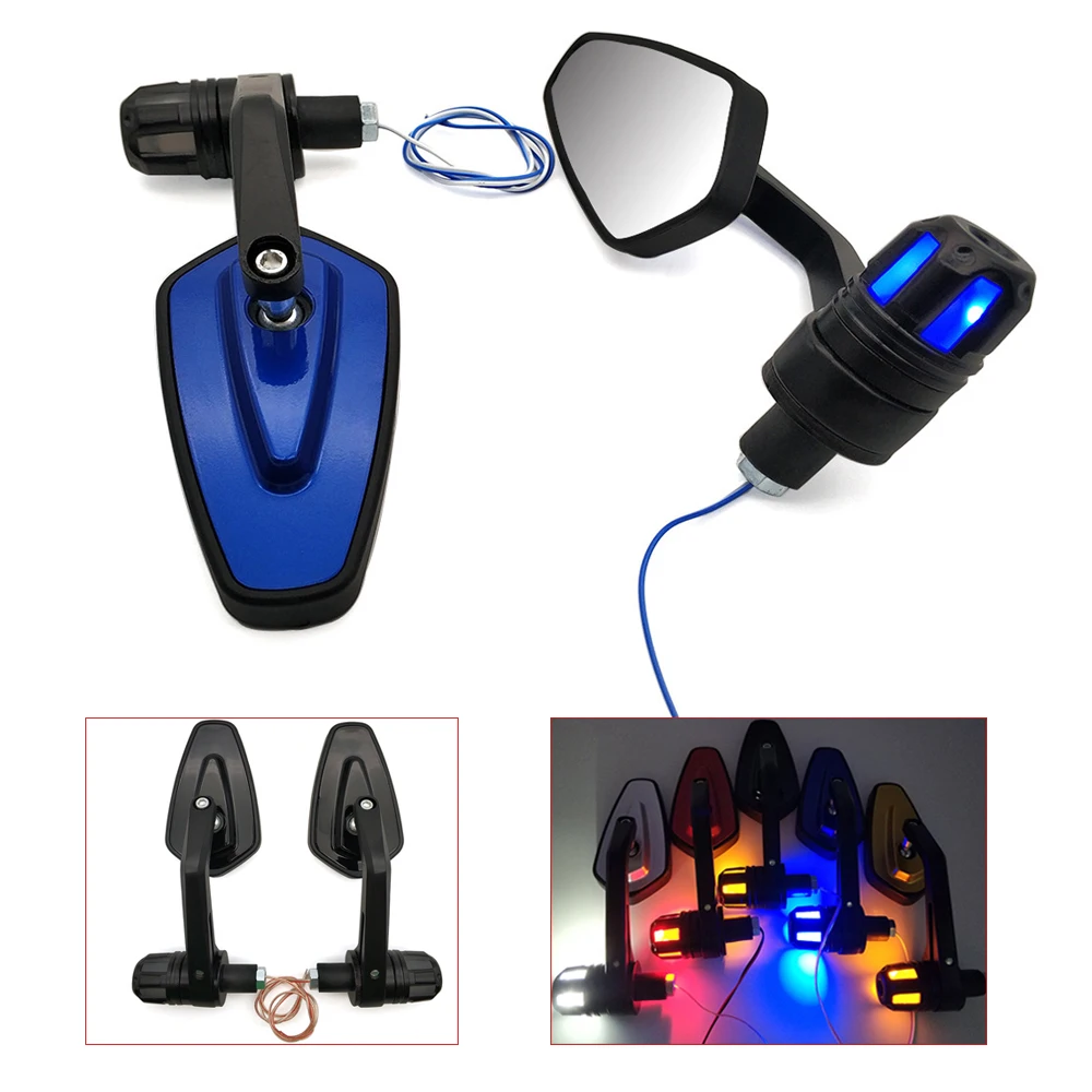 Мотоциклетное зеркало заднего вида со светодиодной подсветильник кой 22 мм для