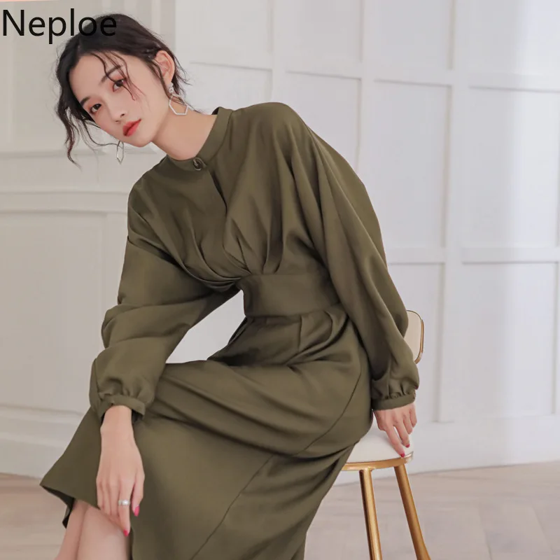 Neploe/платье трапециевидной формы с высокой талией и поясом в стиле ретро