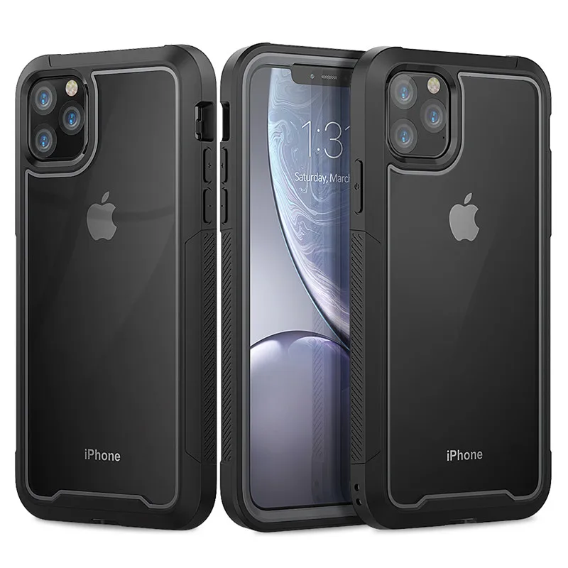 Gray Прочный противоударный Прозрачный чехол для телефона для iPhone 11 Pro Max 7 8 6S 6 Plus XS Max XR X амортизация бампер гибридный Чехол - Цвет: Gray
