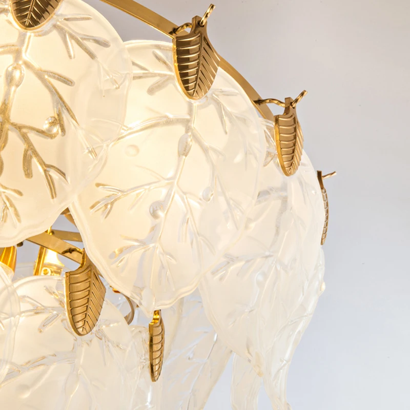 

Postmodern light luxury leaf chandelier simple atmosphere living room lighting creative Nordic restaurant bedroom chandelier