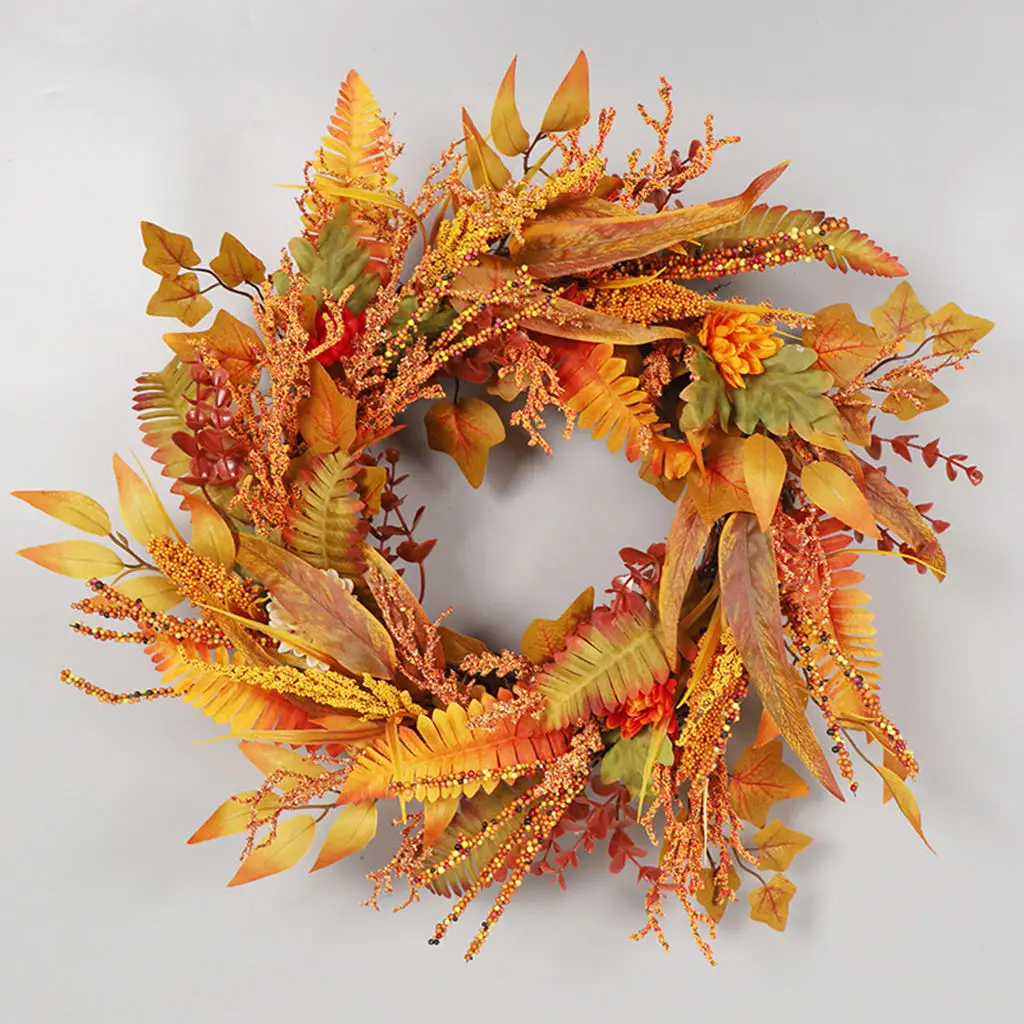 

Autumn Yellow Silk Indoor 50cm Leaves Maple Leaf Leaf Wreath for Front Door