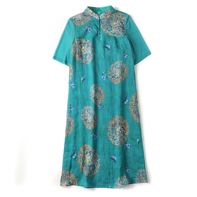 

Ramie Blue Butterfly Collar Loose Ramie Restoring Ancient Ways In The Spring And Summer New Improved Qipao Dress Sleeve Lining