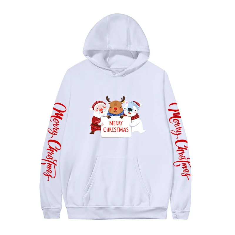

Christmas Pullovers Hoodies Long Sleeve Warm Loose Sweatshirts Sportswear Solid Casual Streetwear Outfits Top 2021 New