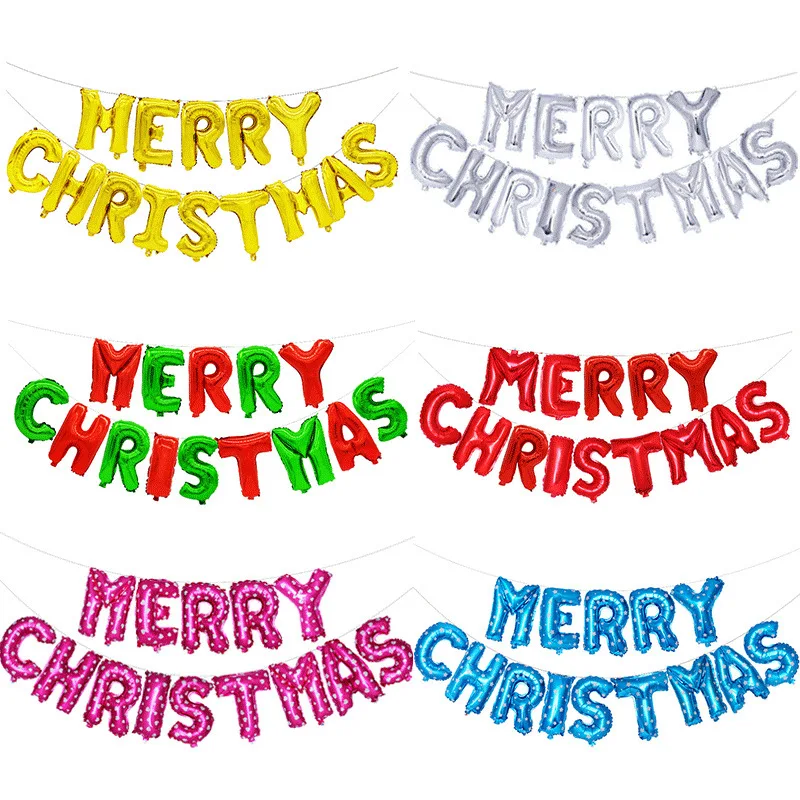 

Christmas decoration for home aluminum balloon Christmas bar shopping mall decoration balloon Merry Christmas letter balloon set
