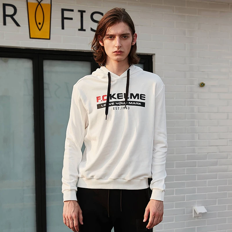 Мужская толстовка с капюшоном KELME белая Повседневная Толстовка в стиле хип хоп