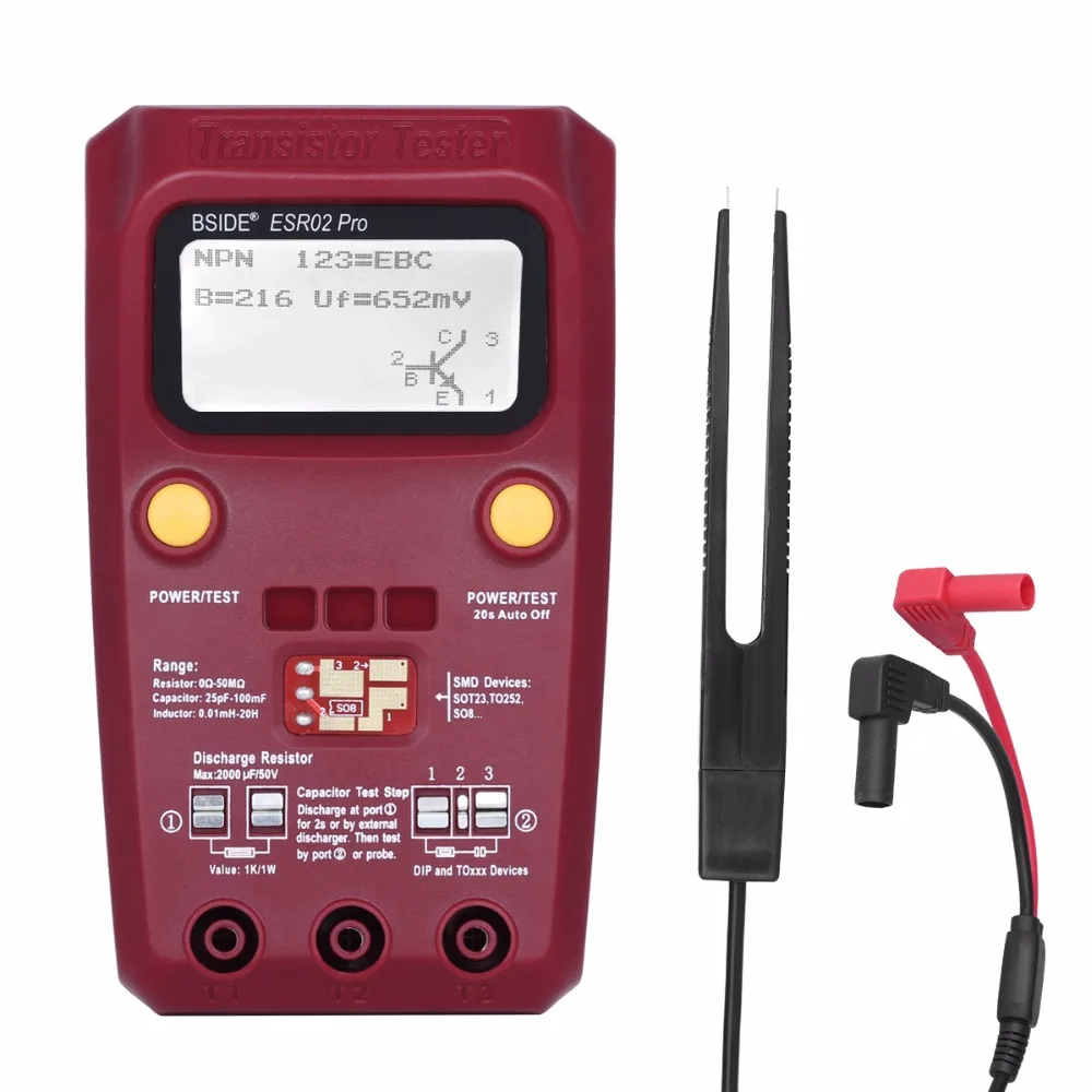 Фото Цифровой тестер BSIDE ESR02PRO диодные компоненты Triode мультиметр ESR Meter Инструменты Цифровой тестер BSIDE ESR02PRO диодные компоненты Triode мультиметр ESR Meter Инструменты
