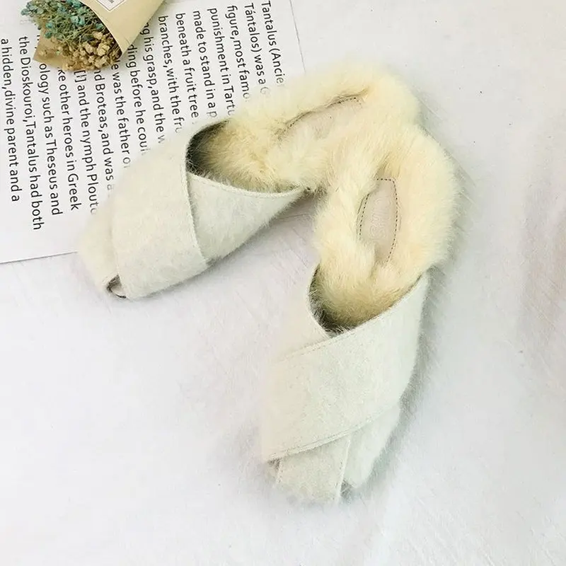 Модные женские шлепанцы Блестящие с искусственным мехом Женские сандалии
