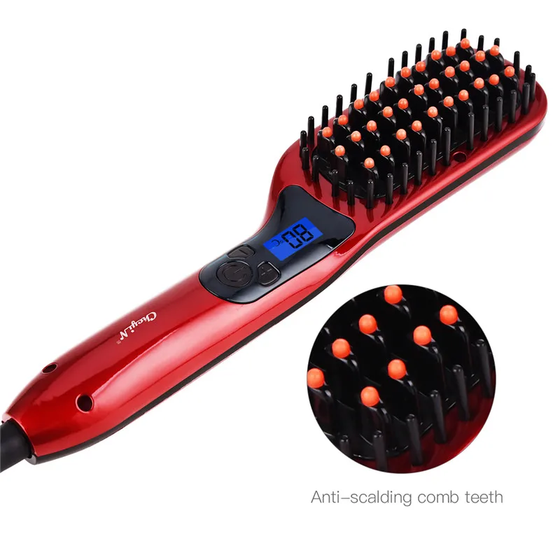 

Ceramic Hair Straightener Negative Ions Flat Iron Straightening Brush Comb Hairdressing Hairbrush LCD Display Hair Comb Styling
