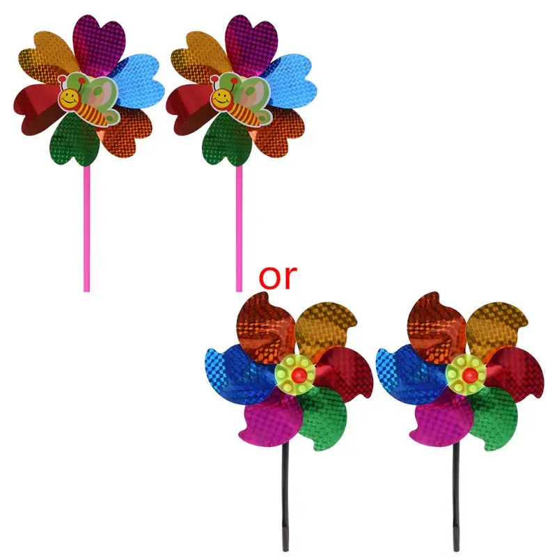 

2 Pcs/Set Wind Spinner Sequin Windmill Pinwheel Colorful Kids Toys Children Glitter Glow Garden Home Decoration Games Funny