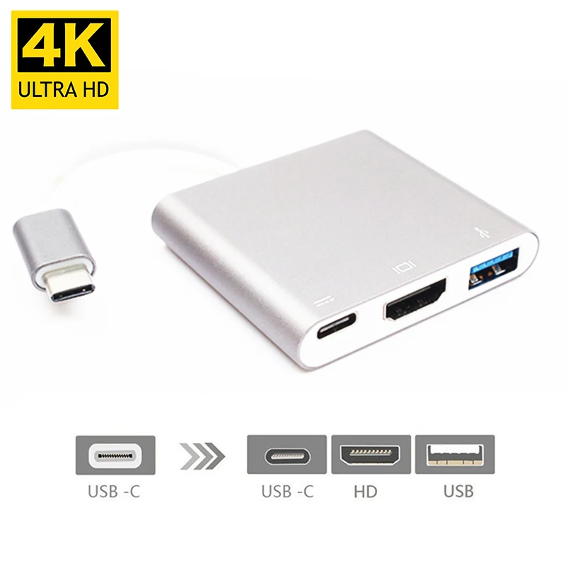 Convertidor Hub 4K USB-C 3,1 USB tipo C a USB 3,0/HDMI, compatible...