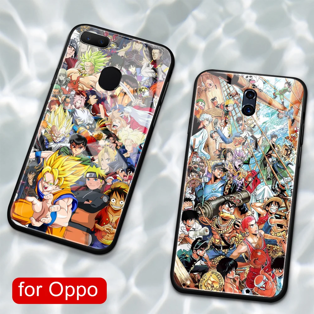 Чехол из аниме для Oppo R11s plus стеклянная задняя крышка чехол R9 R9S R11 R11S Plus R17 R15 F9 Pro Find X