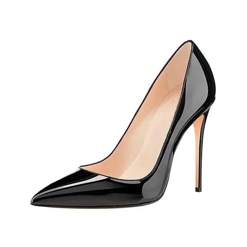 Women Pumps Brand Black Patent Leather Slip On 10CM Thin High Heels Pointed Toe Office & Career Party Shallow Women Shoes 2020