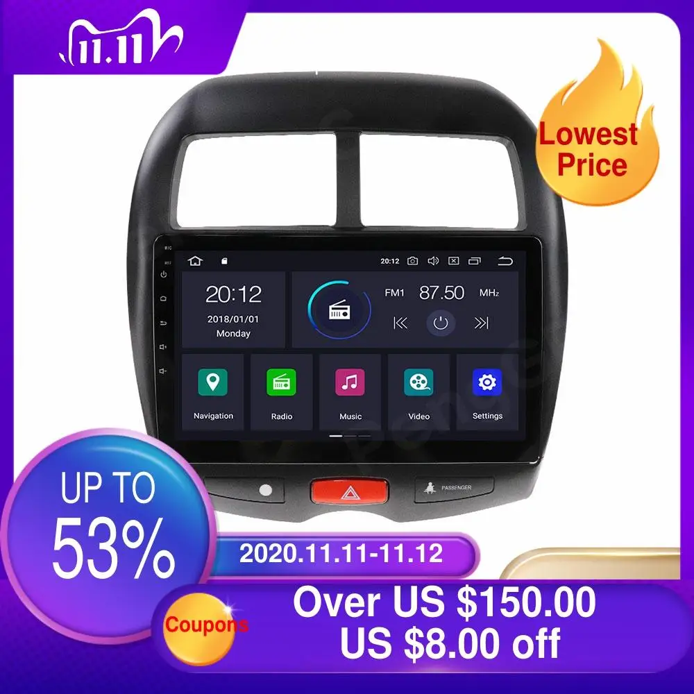 

Car DVD Player for MITSUBISHI ASX 2010-2018 Touchscreen Multimedia Radio Android 10.0 Car Stereo GPS Navigation Bluetooth OBD2