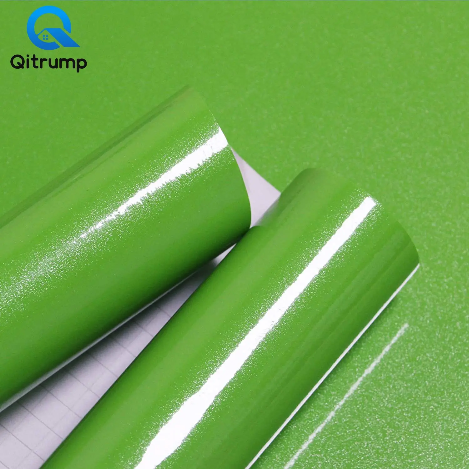 

Самоклеящиеся глянцевые блестящие обои, однотонные зеленые водонепроницаемые маслостойкие ПВХ наклейки для кухонного шкафа, настольной м...