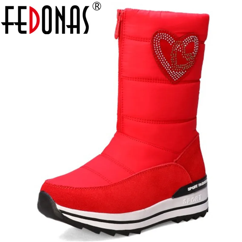 FEDONAS/Зимние удобные теплые сапоги на плоской подошве Женские до середины икры