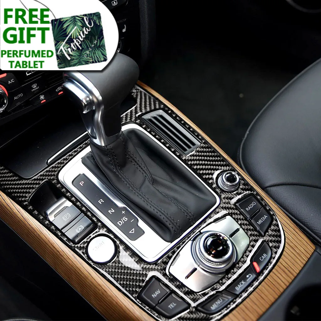 

Carbon Fiber Gear Shift Panel Control Center Console Stall Decoration Cover Frame Trim Sticker for AUDI A4 A5 Q5 B8 Q3 A6