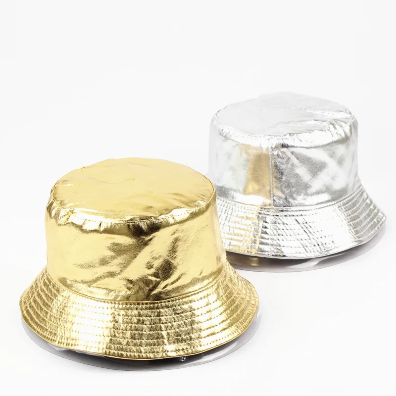 

New Design Spring Summer Golden And Silver Surface Man Woman Double Side Wear Outing Sunshade Street Fashion Panama Bucket Hat