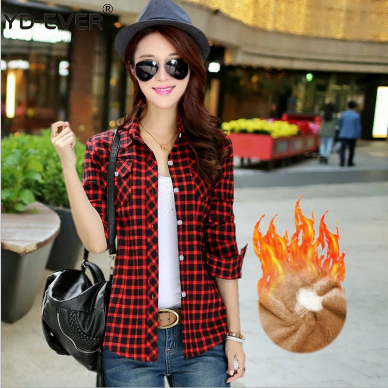 Женская зимняя рубашка в клетку с длинным рукавом| |