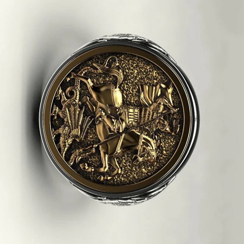 2021 Fashion Vintage Engraving Knight Pattern Rings Punk Hip Hop Unisex Women Men Metal Ancient Rome | Украшения и аксессуары