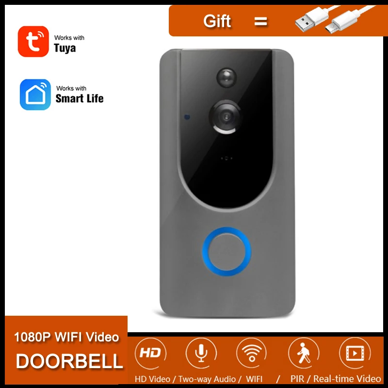 Умный Видеозвонок Tuya 1080P HD Wi-Fi 166 градусов | Безопасность и защита