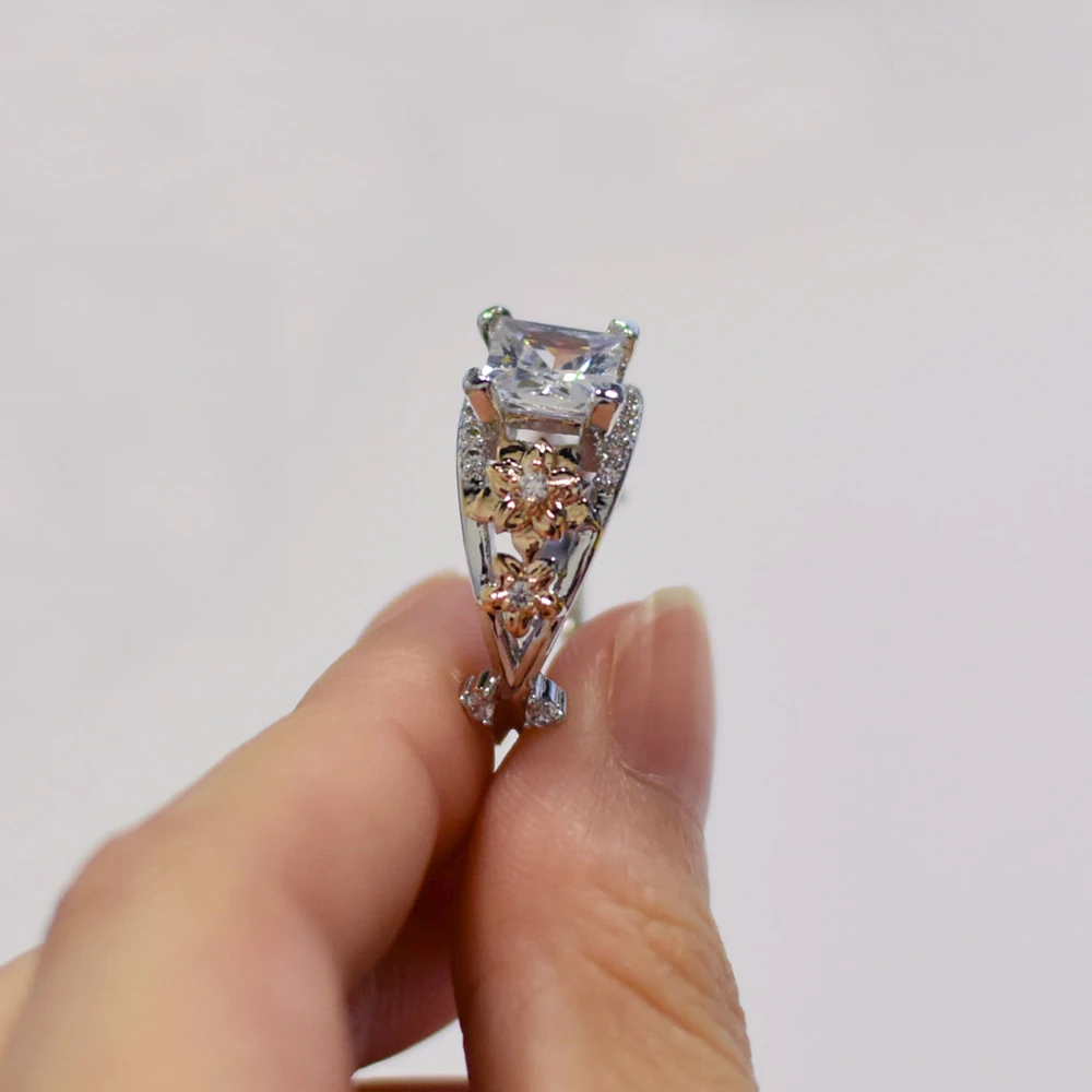 Серебряное кольцо золотое покрытый Цирконий аристократическое элегантное