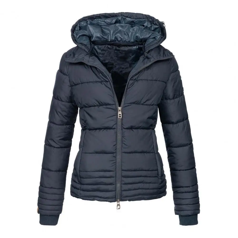

coats woman winter 2021 Long Sleeve Short Type Women Coat Solid Color Winter Women Hooded Puffer Jacket Female Outwear