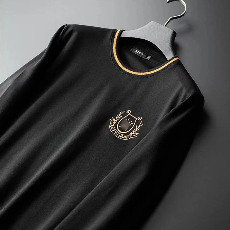 

New European men's long-sleeved trousers casual suit embroidery hit color sportswear two-piece sports suit men