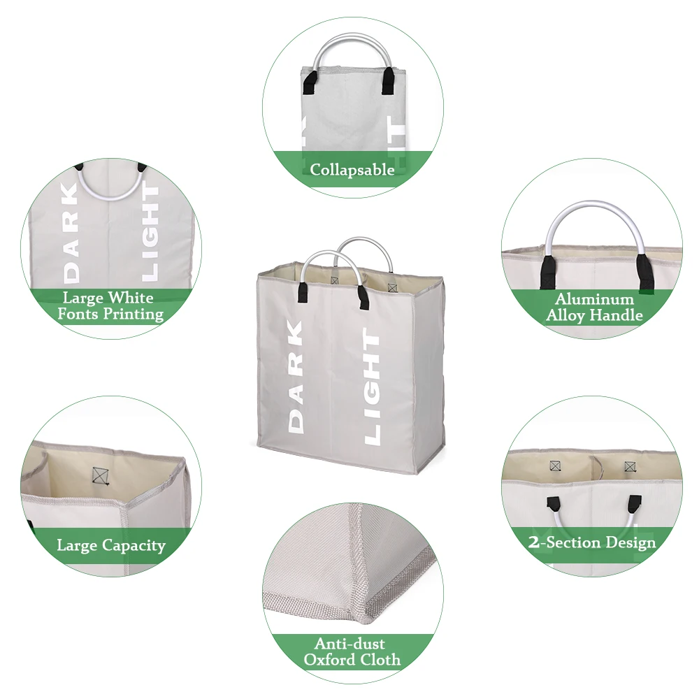 Мешок для стирки 2 х секционный Складная Прачечная Hamperxford тканевая корзина белья