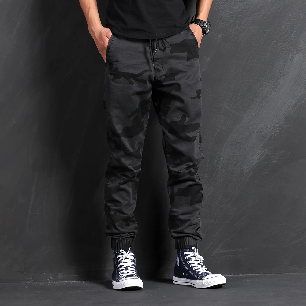 Мужские брюки карго в стиле милитари серые камуфляжные свободные джоггеры