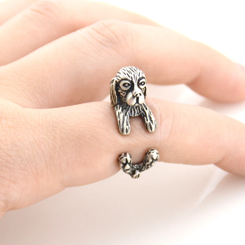 Прямая доставка Винтаж Чарльз спаниель Anillos щенок кокер-спаниель Anel Бохо Пара