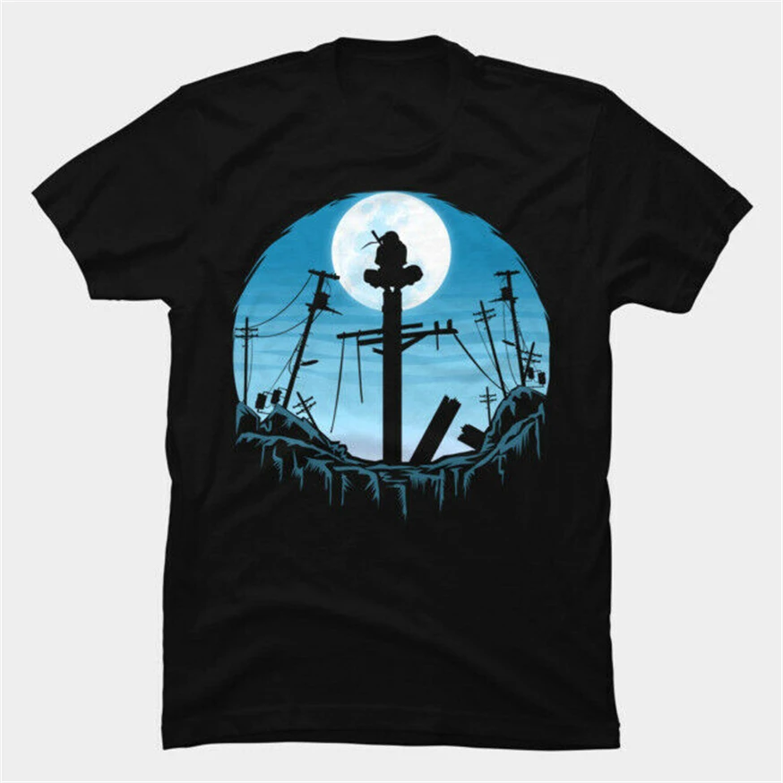 Наруто Эпическая сцена одинокий ассасин Итачи под лунным светом черная футболка
