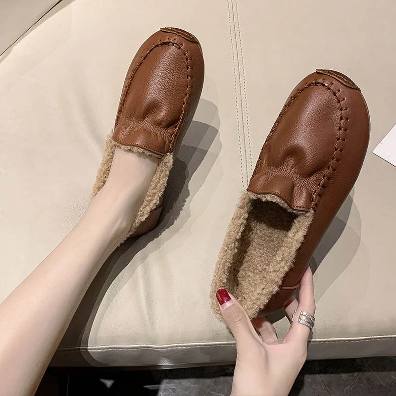 

Winter Shoes Women Modis Loafers Fur Shallow Mouth Autumn Casual Female Sneakers Clogs Platform Slip-on Round Toe 2021 Fall Cree