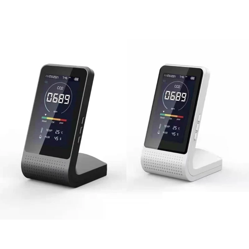 

Air Quality Monitor CO2 Moisture Meter with Date/ Time Sensor Carbon dioxide Detector Temperature & Humidity Analyzer