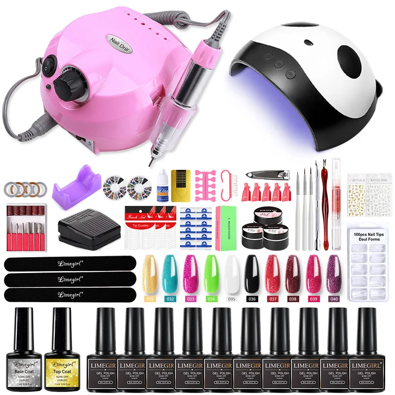 УФ-лампа для ногтей 120/80/54 Вт набор маникюра с базовым и топовым покрытием