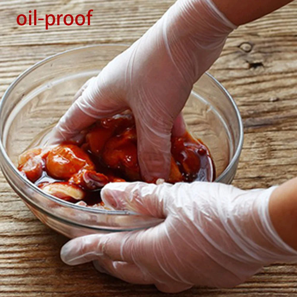 100 шт Одноразовые ПВХ перчатки антистатические пластиковые для очистки еды