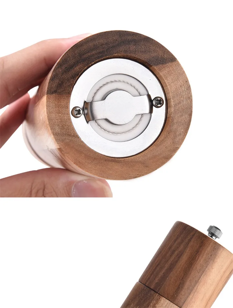 

Wood Pepper Grinder Cylindrical Grinder Acacia Ceramic Core Manual Pepper Grinder Multi-purpose Seasoning Bottle Kitchen Tool
