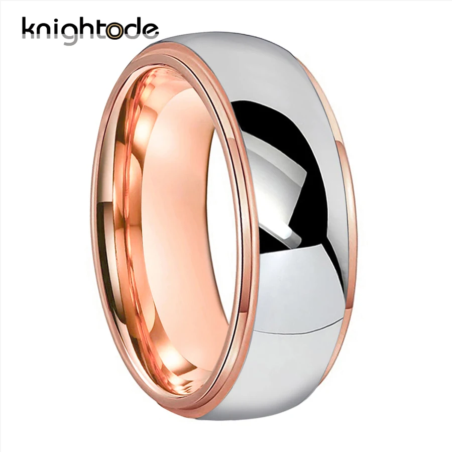 

6/8mm Fashion Wedding Band For Men Women Tungsten Carbide Engagement Rings Lover's Jewelry Rose Gold Steped Dome Polishing