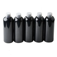 hot sale 20pcs 300ml10oz big black pet plastic refillable boston round lotion soap shampoo travel bottle