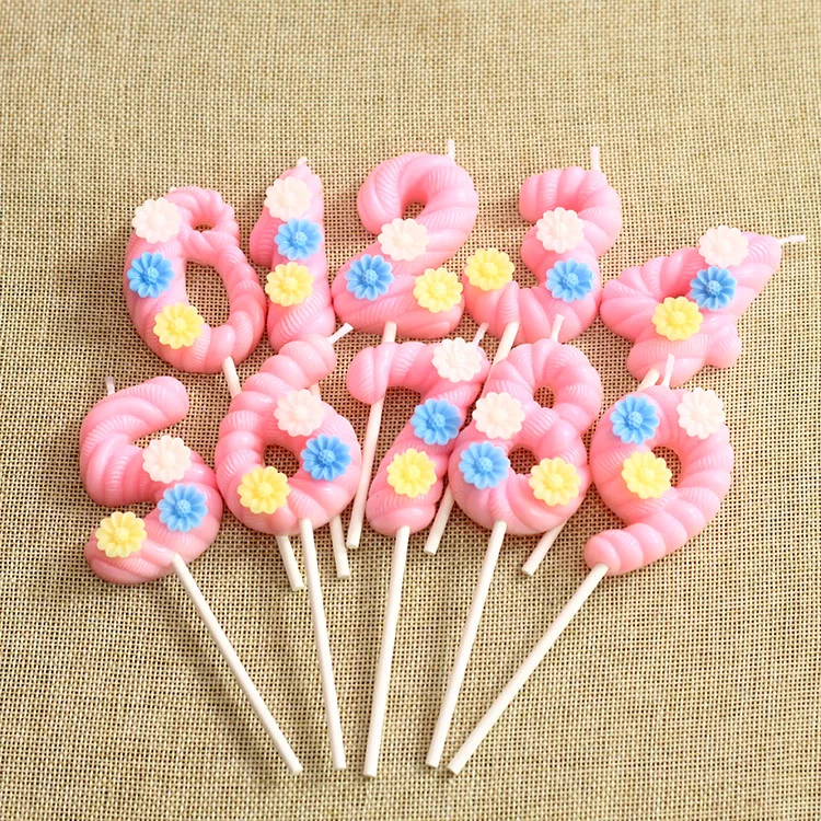 Новая Цветочная цифровая Свеча для дня рождения мультяшная Бездымная свеча